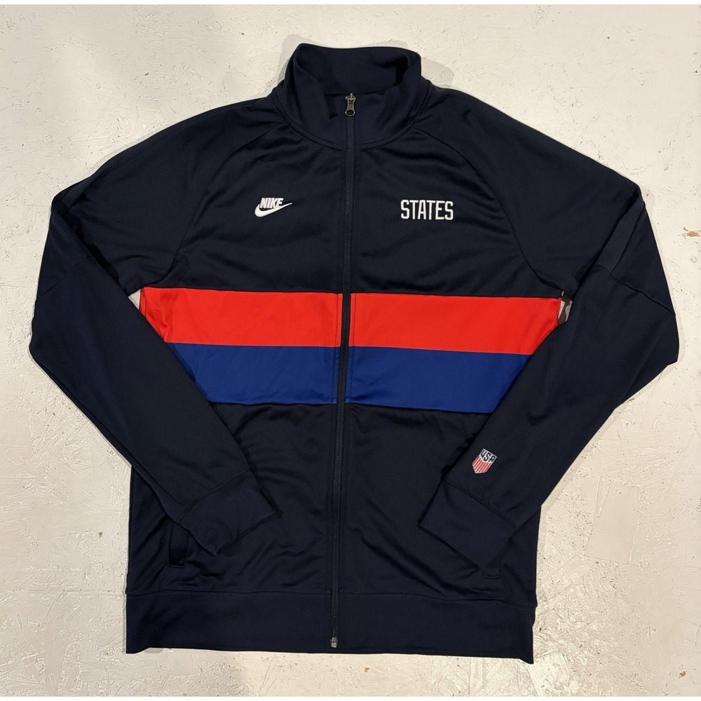 Nike USA Soccer Track Jacket Mens L Blue Red Dri-Fit CI8375-475 World Cup